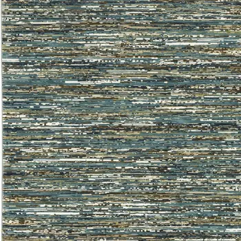 8' X 11' Blue Brown And Ivory Striped Area Rug