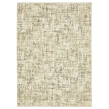 8' X 11' Ivory And Brown Abstract Area Rug