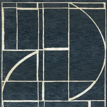 8' X 11' Blue And Ivory Geometric Area Rug