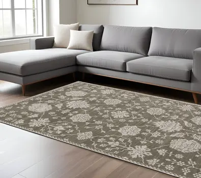 8' X 11' Gray And Light Gray Oriental Area Rug