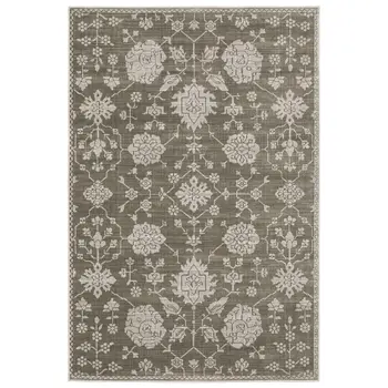 8' X 11' Gray And Light Gray Oriental Area Rug