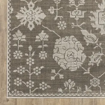 8' X 11' Gray And Light Gray Oriental Area Rug