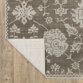 8' X 11' Gray And Light Gray Oriental Area Rug