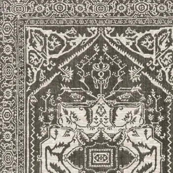 8' X 11' Gray And Ivory Oriental Area Rug