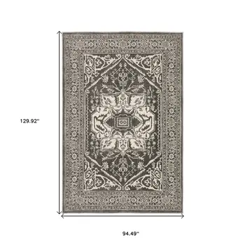 8' X 11' Gray And Ivory Oriental Area Rug