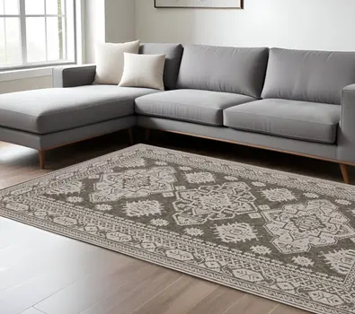 8' X 11' Gray Medallion Area Rug