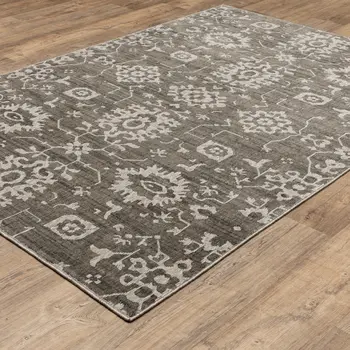 8' X 11' Gray And Ivory Oriental Area Rug