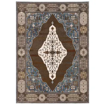 8' X 11' Gray And Blue Medallion Area Rug