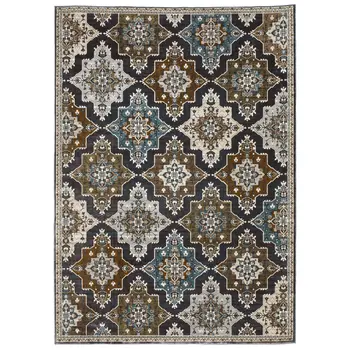 8' X 11' Gray And Blue Medallion Area Rug