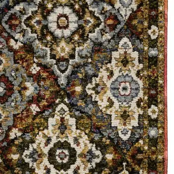 8' Red Brown And Orange Medallion Runner Rug