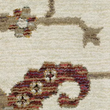 8' Ivory Gray And Light Blue Oriental Round Rug