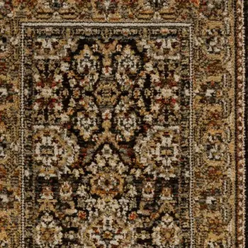 8' Brown And Gold Oriental Runner Rug