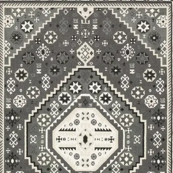 8' X 11' Gray And Ivory Medallion Area Rug