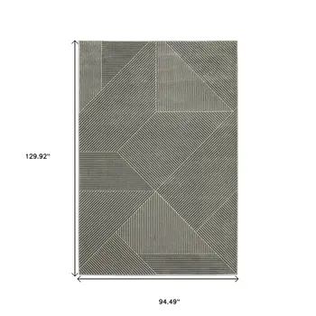 8' X 11' Gray And Ivory Geometric Area Rug