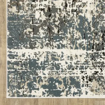 8' X 11' Ivory And Gray Abstract Area Rug