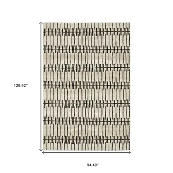 8' X 11' Beige And Black Geometric Area Rug
