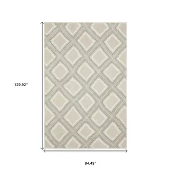 8' X 11' Gray And Beige Diamond Area Rug
