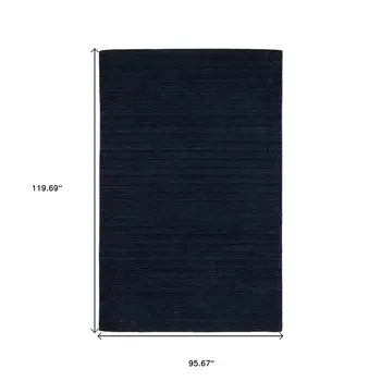 8' X 10' Navy Blue Wool Hand Tufted Area Rug