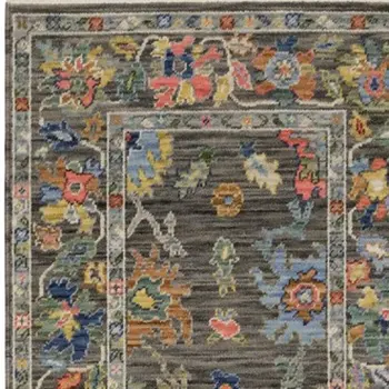 12' Gray Orange And Yellow Oriental Runner Rug With Fringe
