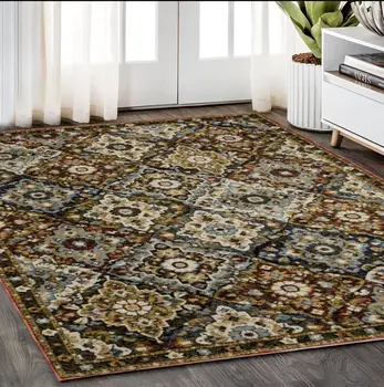 5' X 7' Red Tan And Ivory Medallion Area Rug