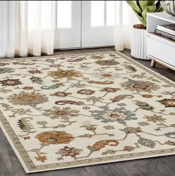5' X 7' Ivory Gray And Black Oriental Area Rug