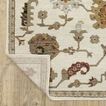 5' X 7' Ivory Gray And Black Oriental Area Rug