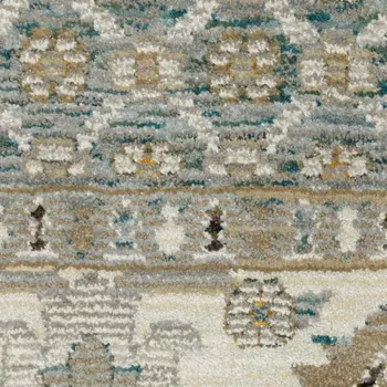 5' X 7' Blue And Ivory Oriental Area Rug
