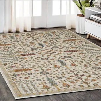 5' X 7' Ivory And Gold Oriental Area Rug
