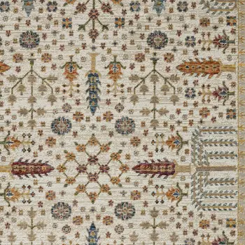 5' X 7' Ivory And Gold Oriental Area Rug