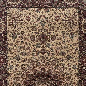9' Ivory And Black Oriental Runner Rug