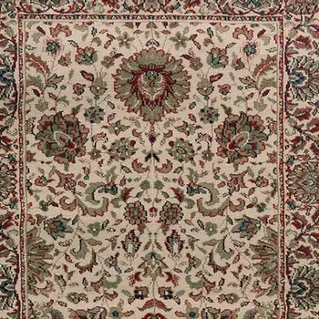 9' Ivory And Green Oriental Runner Rug