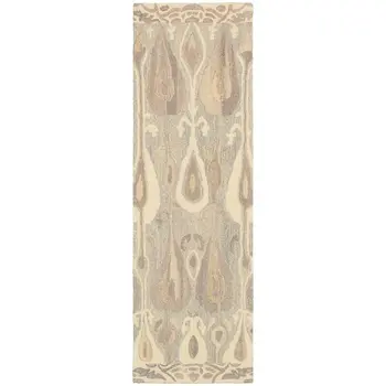 8' Gray And Beige Wool Abstract Hand Tufted Runner Rug