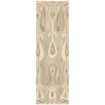 8' Gray And Beige Wool Abstract Hand Tufted Runner Rug