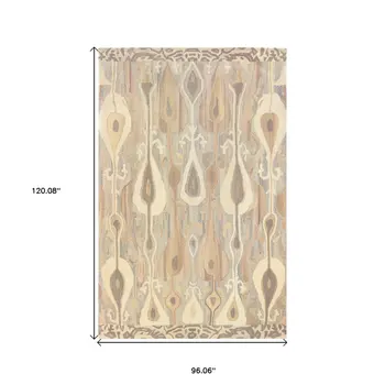 8' X 10' Gray And Beige Wool Abstract Hand Tufted Area Rug