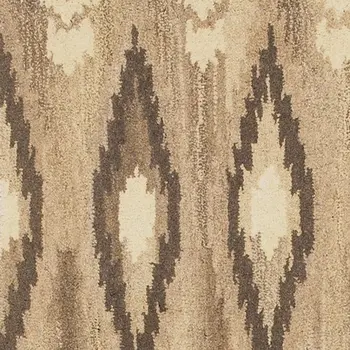 8' Beige And Ivory Wool Abstract Hand Tufted Runner Rug