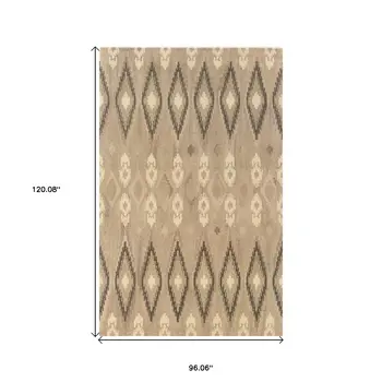 8' X 10' Beige And Ivory Wool Abstract Hand Tufted Area Rug