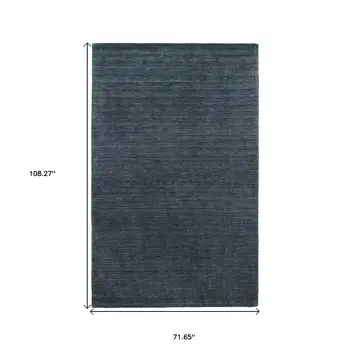 6' X 9' Navy Blue Wool Hand Tufted Area Rug