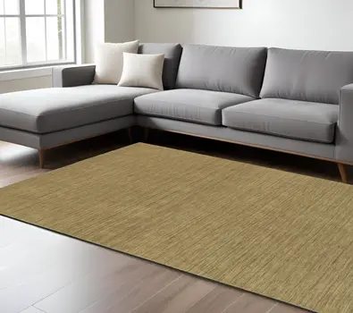 6' X 9' Gold Wool Hand Tufted Area Rug