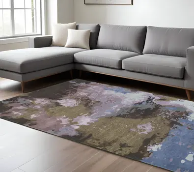 8' X 10' Blue And Purple Abstract Hand Tufted Area Rug