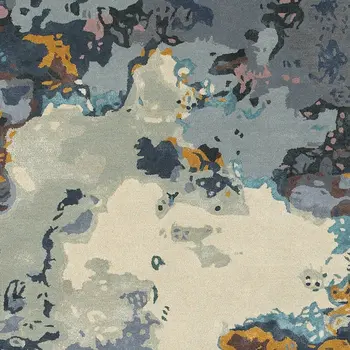 8' X 10' Blue And Gray Abstract Hand Tufted Area Rug