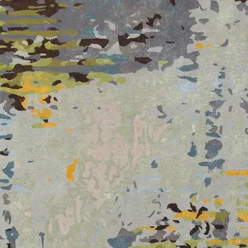 8' X 10' Gray Black And Yellow Abstract Hand Tufted Area Rug