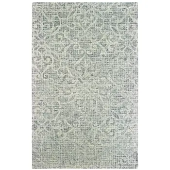 8' X 10' Gray And Ivory Wool Geometric Hand Tufted Area Rug