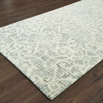 8' X 10' Gray And Ivory Wool Geometric Hand Tufted Area Rug