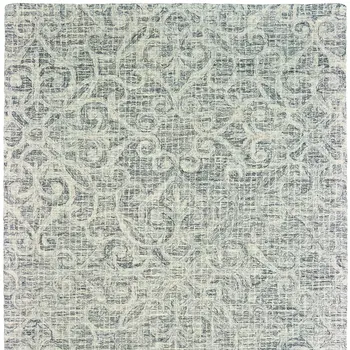 8' X 10' Gray And Ivory Wool Geometric Hand Tufted Area Rug