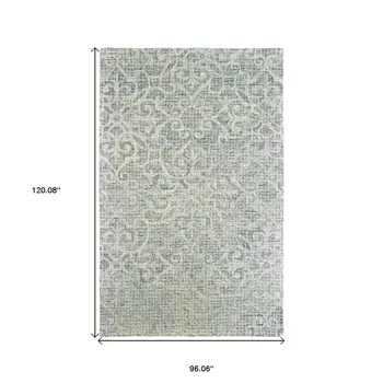 8' X 10' Gray And Ivory Wool Geometric Hand Tufted Area Rug