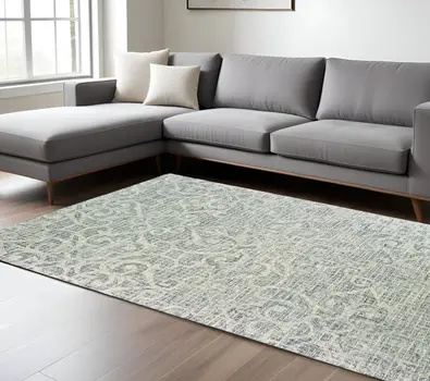 8' X 10' Gray And Ivory Wool Geometric Hand Tufted Area Rug