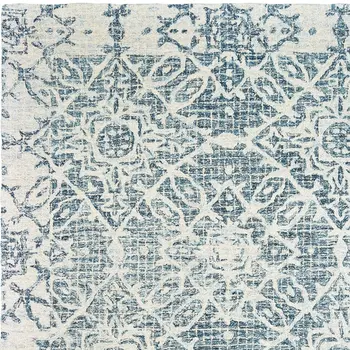 8' X 10' Blue And Ivory Wool Geometric Hand Tufted Area Rug