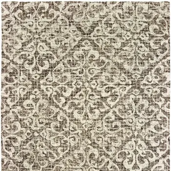 8' X 10' Brown And Ivory Wool Floral Hand Tufted Area Rug