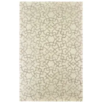 8' X 10' Tan And Ivory Wool Geometric Hand Tufted Area Rug