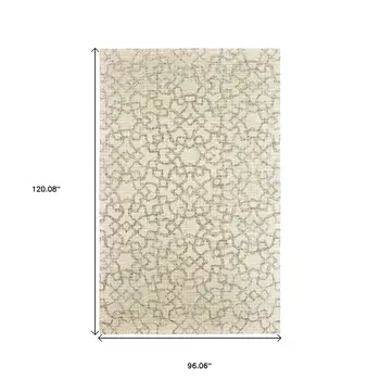 8' X 10' Tan And Ivory Wool Geometric Hand Tufted Area Rug